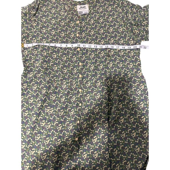 Flax Jeanne Engelhart Tunic Dress Green Floral Button-Up Sheer Lagenlook Size S - Picture 6 of 7